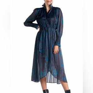 Elan Faux Wrap Long Sleeve Dress
